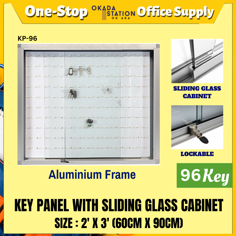 KEY PANEL WITH SLIDING GLASS CABINET KP-96 KEY PANEL WITH SLIDING GLASS CABINET (ALUMINIUM FRAME) - 2' X 3' / KEY PANEL / PANEL / KEY CABINET / KEY PANEL WITH ALUMINIUM FRAME / SLIDING GLASS CABINET KEY PANEL / 96 KEY