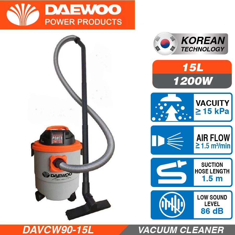 DAEWOO Wet And Dry Vacuum Cleaner (1250W/15L) DAVCW90-15L