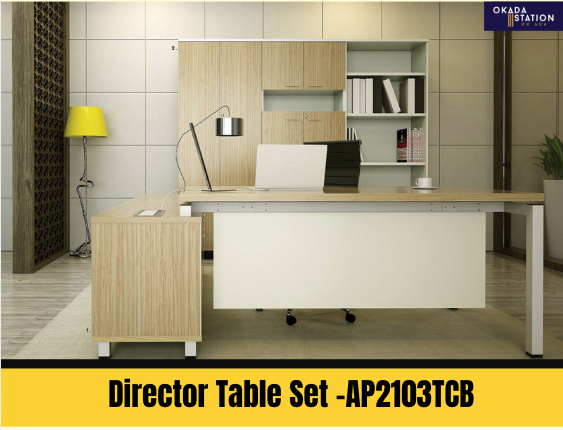 AP DIRECTOR TABLE SET COMPLETE WITH HEIGHT CABINET SET