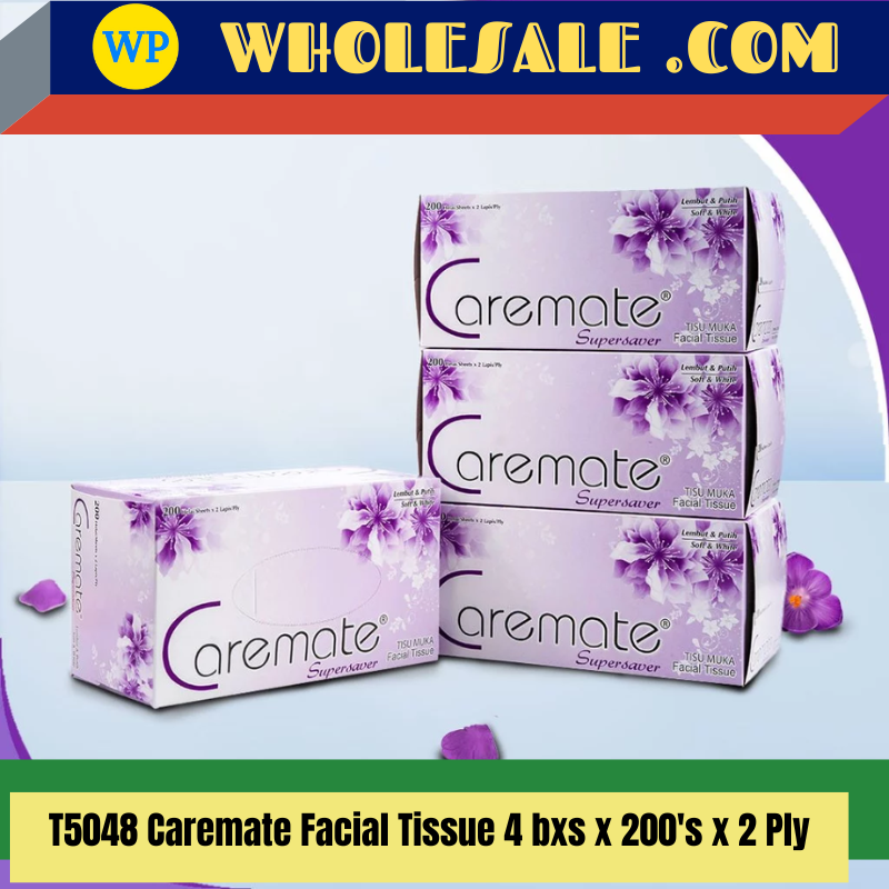 CAREMATE T5048 / Caremate Facial Tissue / 4 Boxes / 200's x 2 Ply / Office Households Soft Tissue