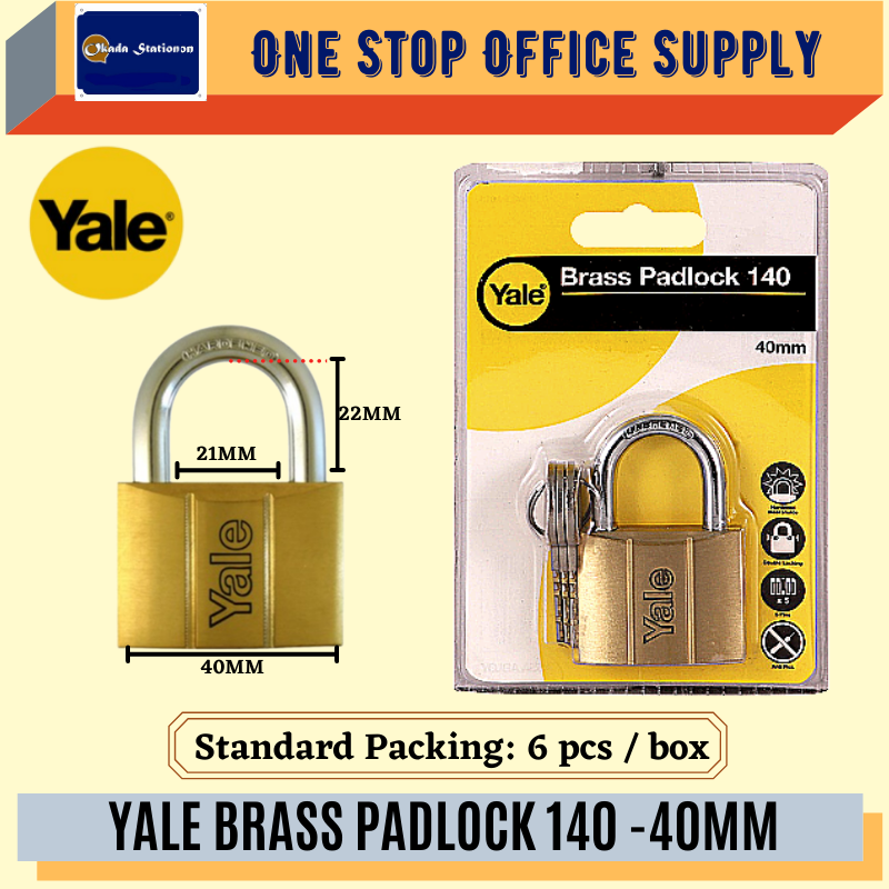 YALE BRASS PADLOCK V140 - 40MM /Yale /Padlock /Brass Padlock/V140 /40mm /Heavy Duty Padlock /Yale Brass Padlock