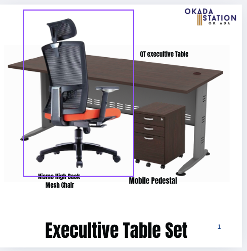 VS EXECULTIVE TABLE SET / WITH MOBILE PEDESTAL / WITH HIGH BACK MESH CHAIR