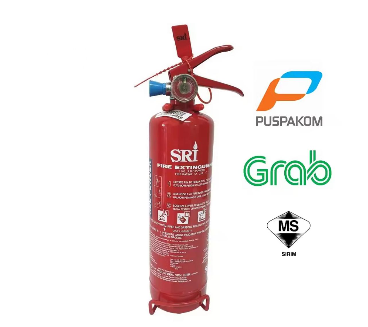 SRI Fire Extinguisher 1kg with Sirim & Bomba Approved - Available for Sabah /Sarawak