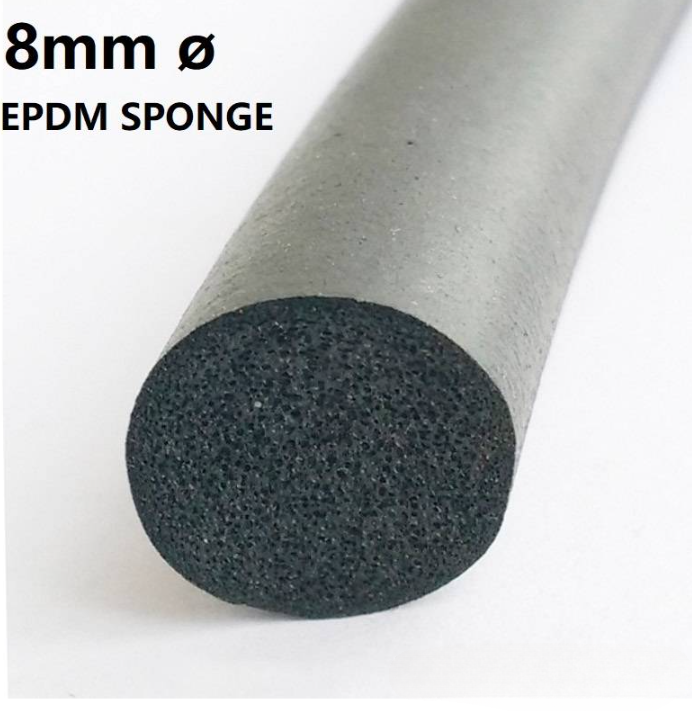 EPDM RUBBER SPONGE CORD CLOSED CELL ROUND FOAM STRIP 8MM DIAMETER BLACK