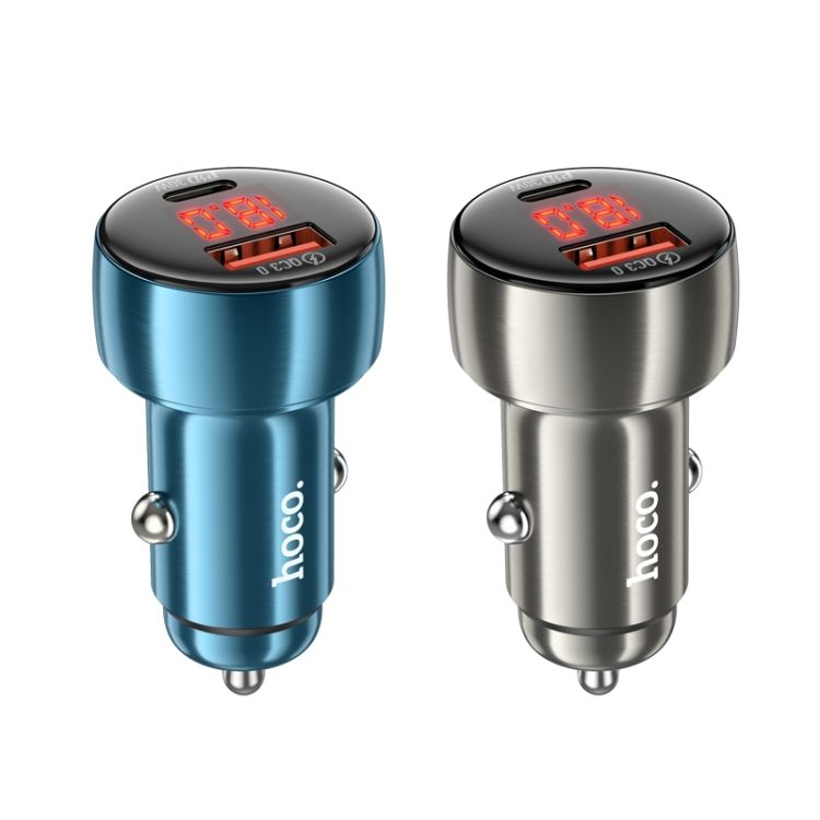 HOCO Z50 (C TO IP) LEADER 48W DUAL-PORT PD30W+QC3.0 CAR CHARGER WITH DIGITAL DISPLAY SET