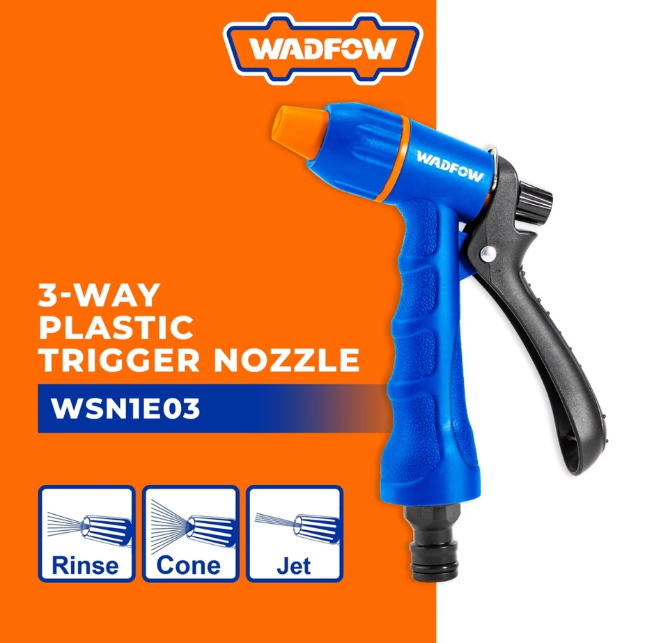 WADFOW 3-WAY PLASTIC TRIGGER NOZZLE TPR INSULATED WITH COMFORTABLE SOFT GRIP (WSN1E03)