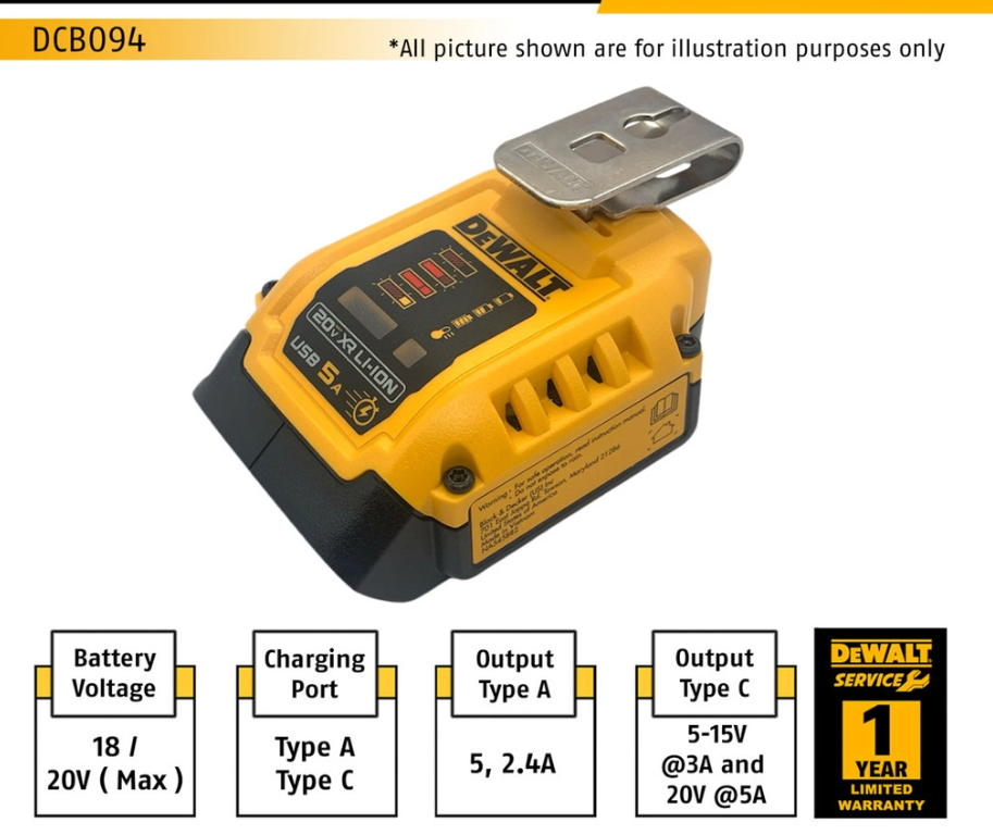 DEWALT DCB094-B1 20V USB POWER DELIVERY ADAPTOR ( DCB094 )