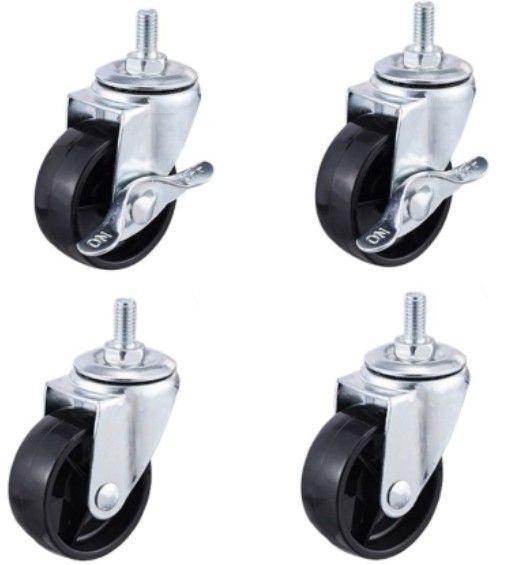HIL BLACK RUBBER SWIVEL/RIGID/BRAKE CASTOR/CASTER ROLLER RODA TROLLEY WHEEL HEAVY DUTY