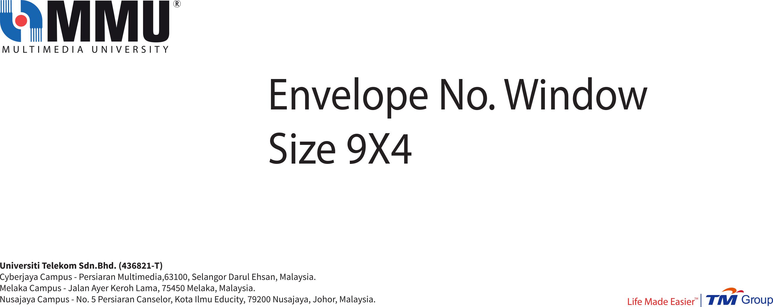 MMU Envelope No. Window 9 x 4 MOQ 5000 pieces