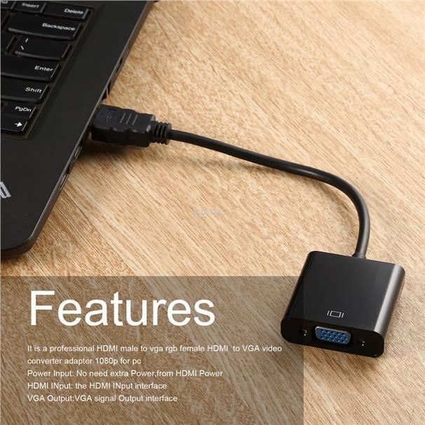 QP HDMI To VGA Converter Gold Plate