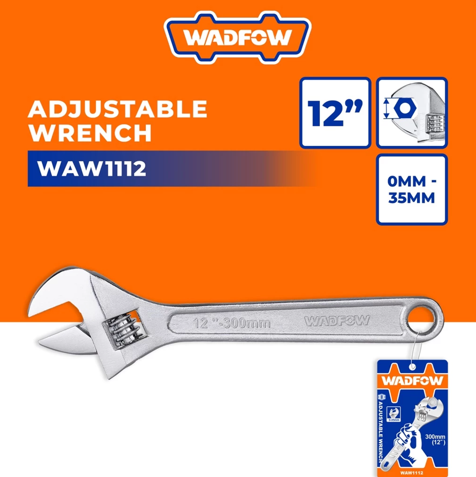 WADFOW ADJUSTABLE WRENCH (12"/0MM-35MM X 300MM) (WAW1112)