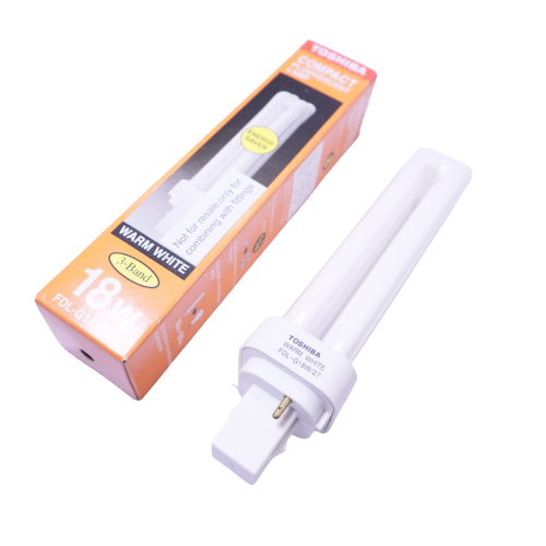 TOSHIBA / GE / RANDOM 18W PLC COMPACT FLUORESCENT LAMP BULB - WARM WHITE 2700K