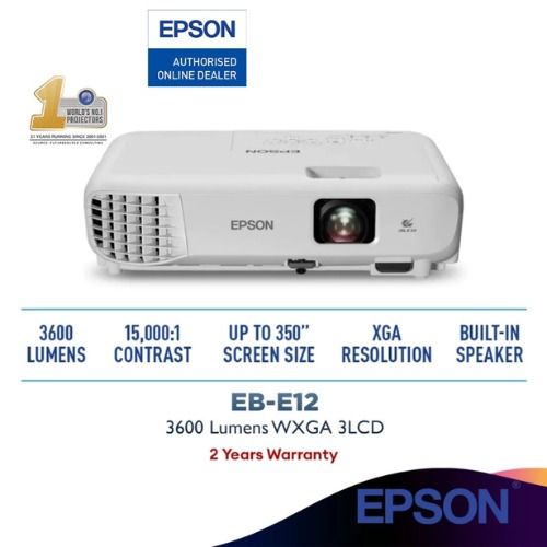 Epson EB-E12 XGA 3LCD 3,600 Lumens Projector