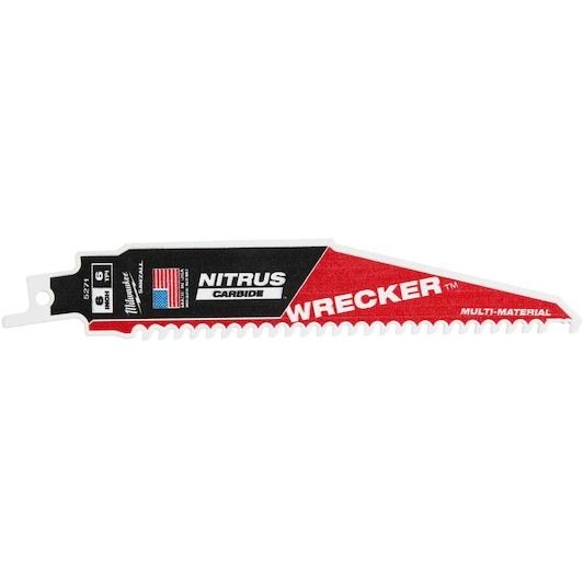 Milwaukee 6" (150mm) 6 TPI WRECKER with Nitrus Carbide Sawzall Blade for Multi-Material (1pc) 48-47-5271