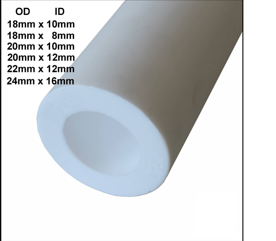 PTFE HOLLOW ROD 24MM 22MM 20MM 18MM 16MM 12MM 10MM 8MM WHITE TUBE HOLLOW PIPE ROUND BAR