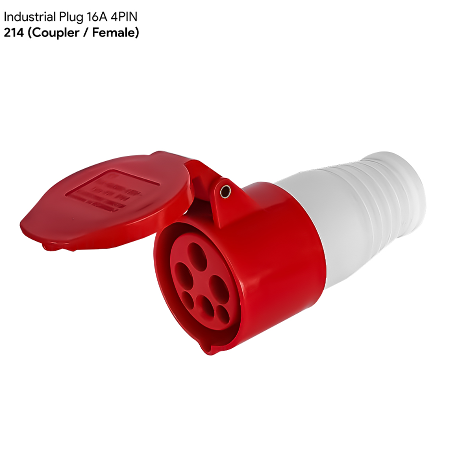 RANDOM INDUSTRIAL PLUG 16A 4-PIN 214 COUPLER (FEMALE) RANDOM