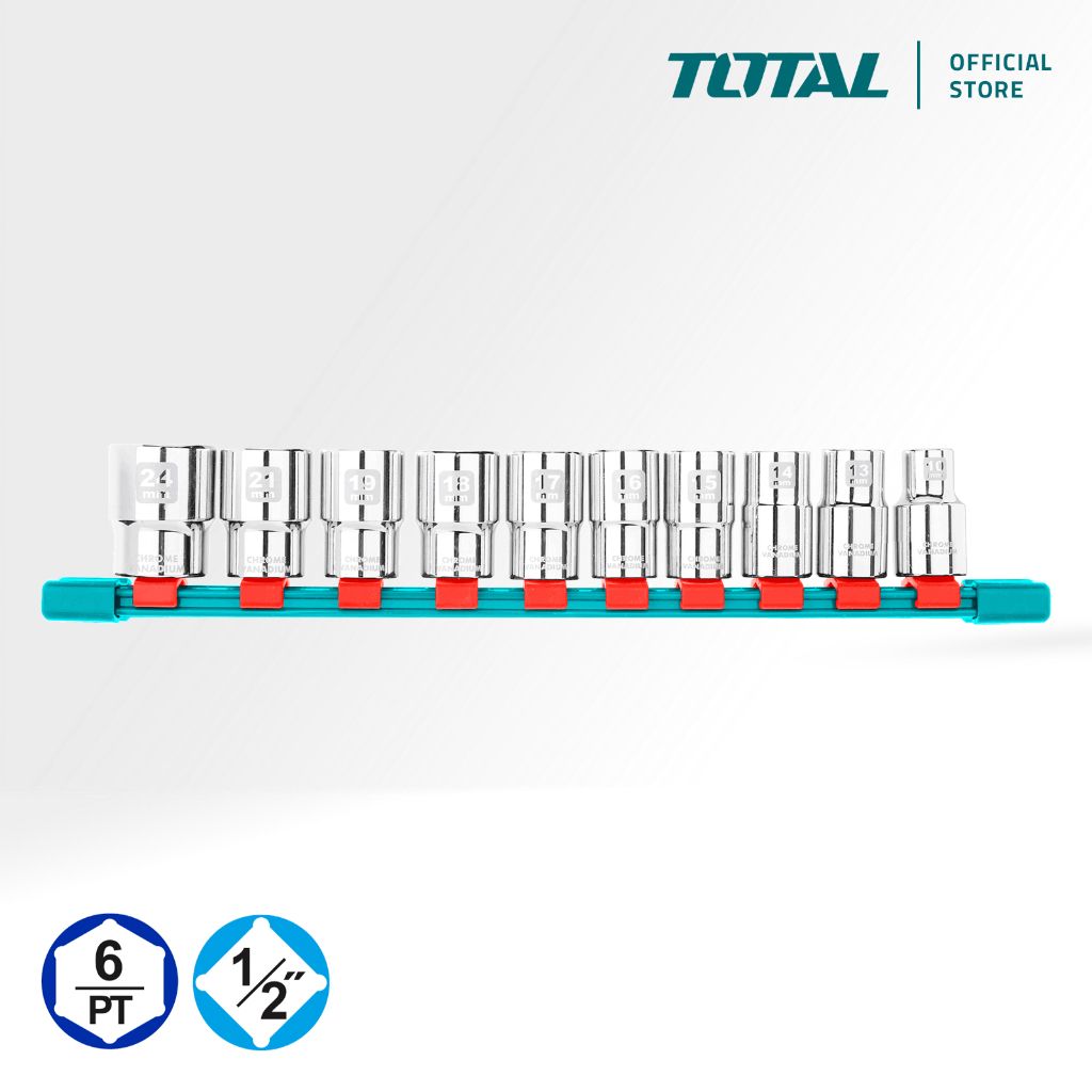 TOTAL SOCKET SET (1/2"/10MM-24MM/10 PCS) THT121101
