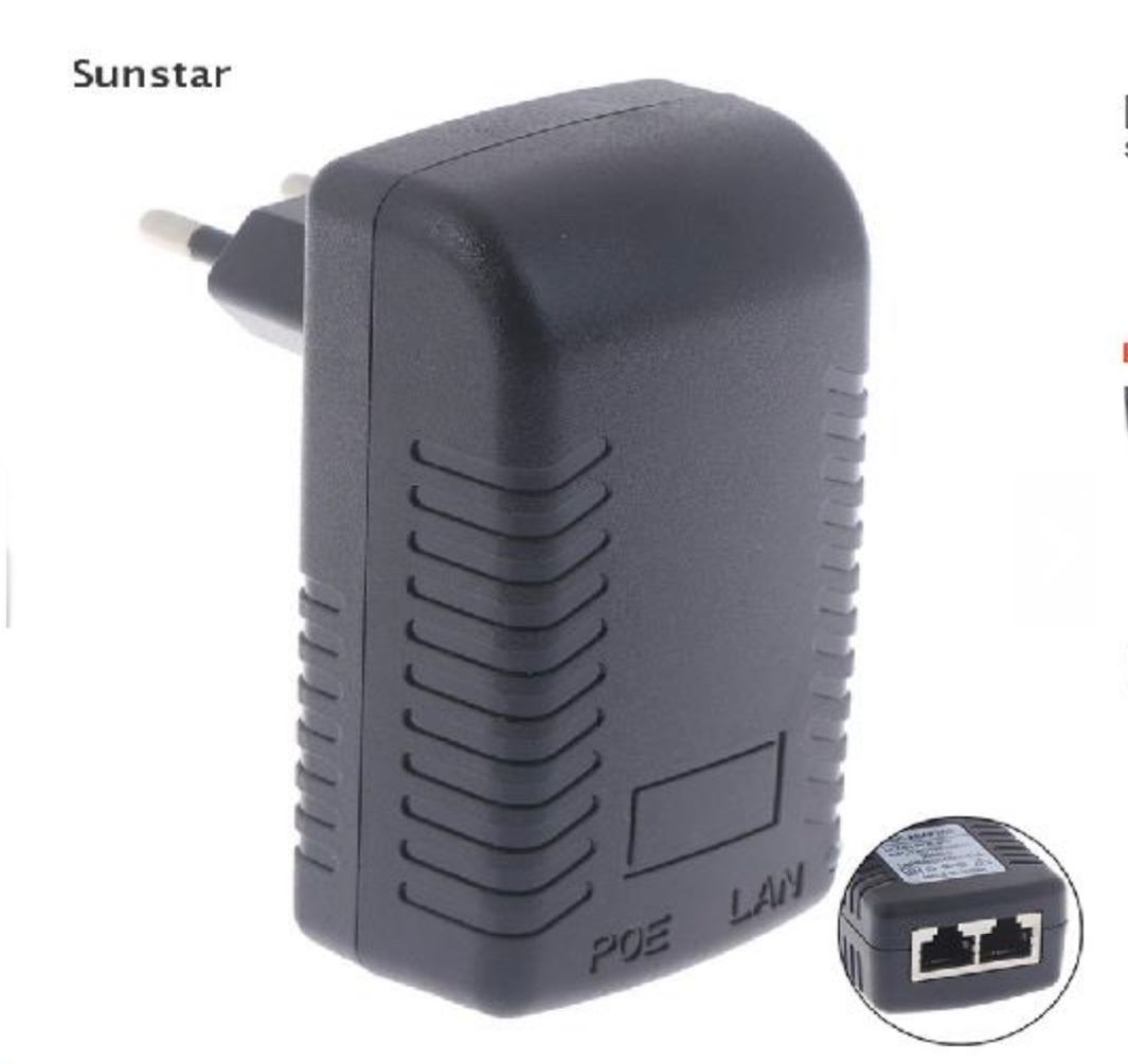 Sunstar [Sunstar] 48V 0.5A wall eu power supply poe injector ethernet adapter ip phone/camera Hot Sell 2 PIN