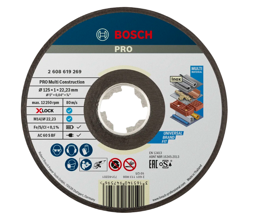 BOSCH PRO MULTI MATERIAL X-LOCK CUTTING DISC (125 X 1 X 22.23 MM) (2608619269)