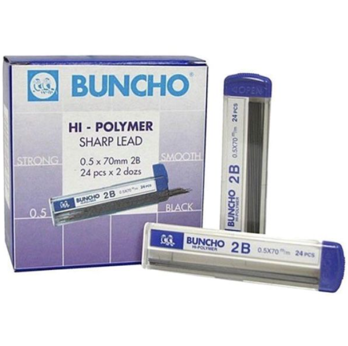 BUNCHO 0.5MM 2B HI-POLYMER PENCIL LEAD (24 LEADS) (24 TUBE / BOX)