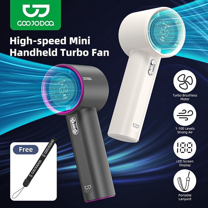 GOOJODOQ High Speed Handheld Fan With Custom Logo (Sticker/Engrave)