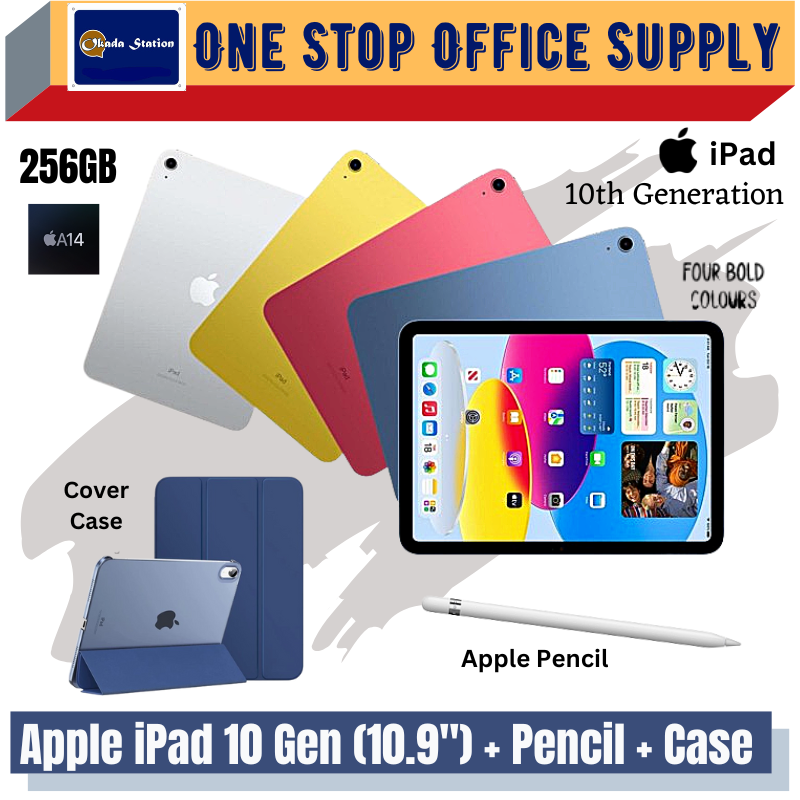 Apple iPad 10th Generation 256GB (10.9") -WIFI With Apple Pencil & Cover Case