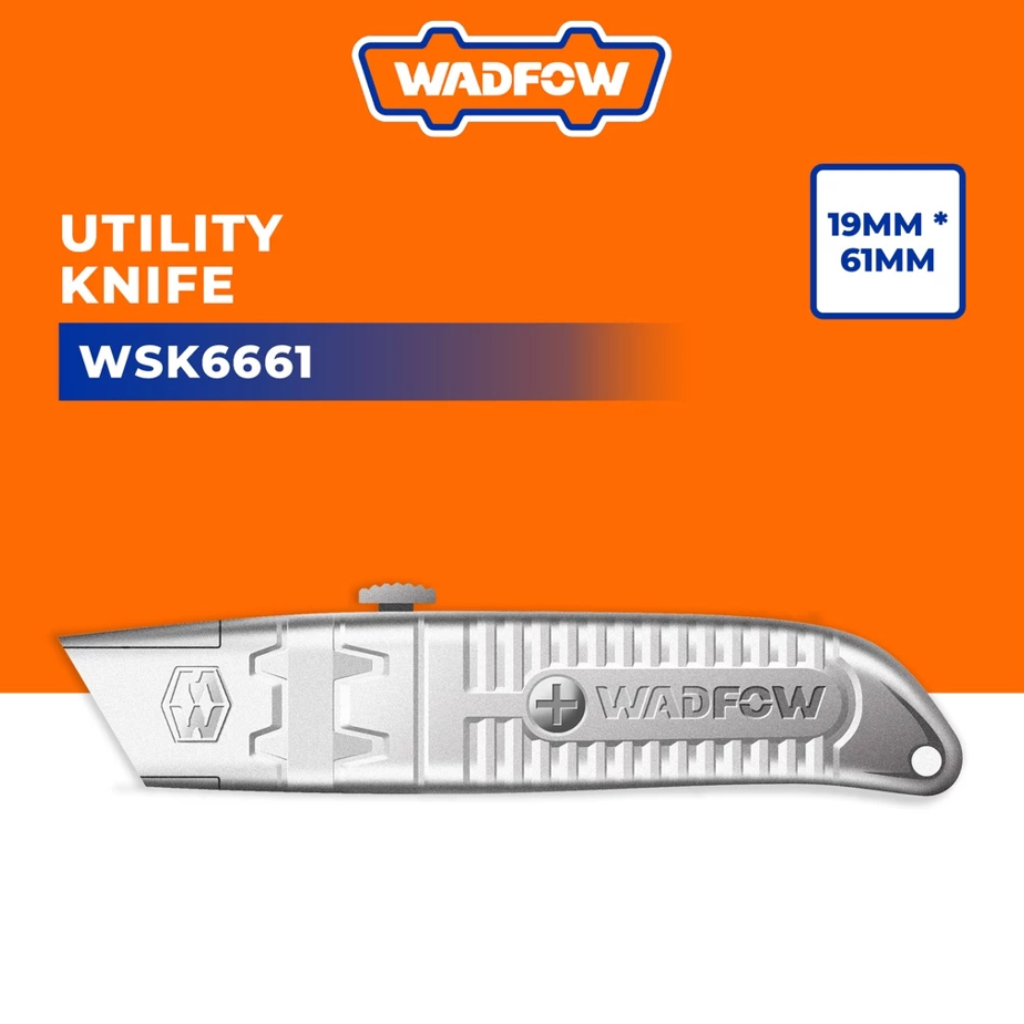 WADFOW UTILITY KNIFE WITH ALUMINIUM ALLOY BODY AUTO-LOCK & BLADE (19MM X 61MM) (WSK6661)