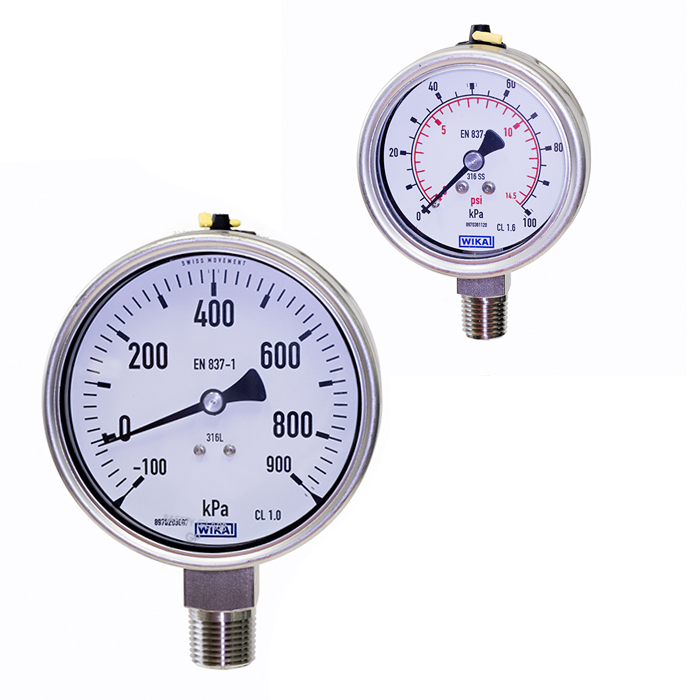 WIKA *WIKA Bourdon Tube Pressure Gauge 0 To 700 Bar (0 To 10,000 PSI)