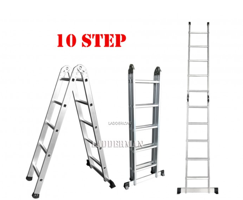 10 STEP ALUMINIUM TWO WAY MULTIPURPOSE LADDER