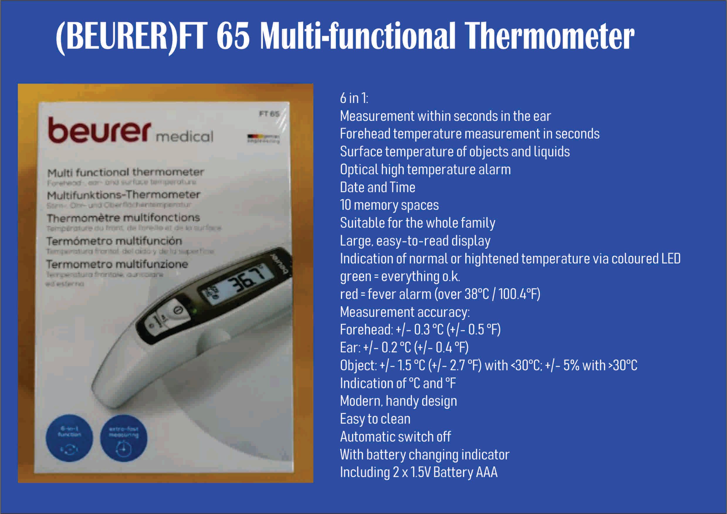 BUERER OCHA Beurer FT65 Multi-Function Thermometer ( MDA CERTIFIED) FREE DELIVERY SEMENANJUNG ONLY