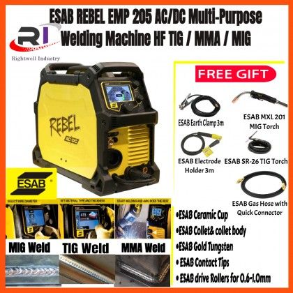 RIGHTWELL ESAB REBEL EMP 205IC AC/DC HF TIG/ MIG/ MMA MULTI-PURPOSE WELDING MACHINE
