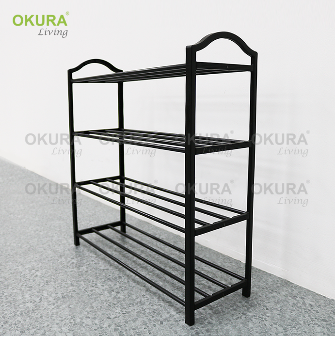 OKURA MODERN SIMPLE 4 TIER SHOE RACK RAK [BLACK] 4 TINGKAT KASUT RAK KASUT HITAM