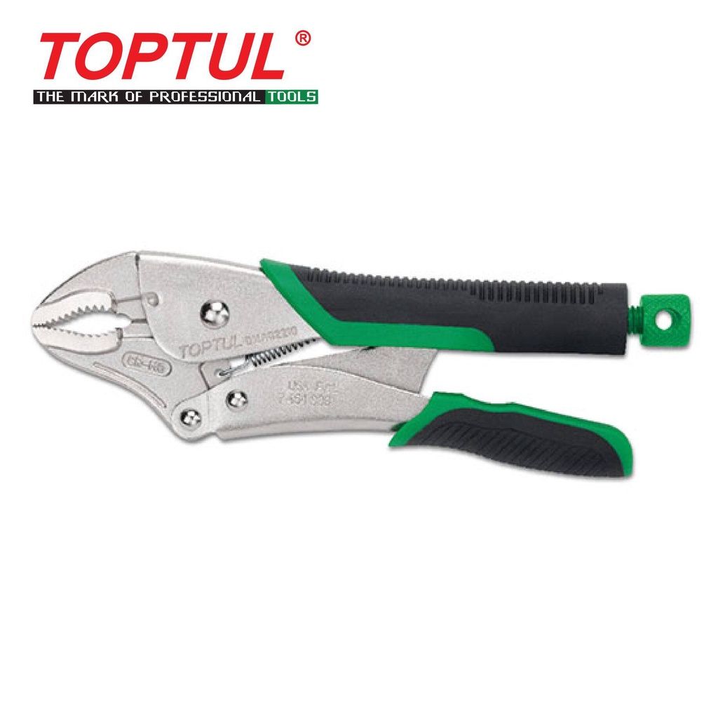 TOPTUL CURVED JAW LOCKING PLIERS WITH WIRE CUTTERS - EASY RELEASE TYPE DMAQ2210