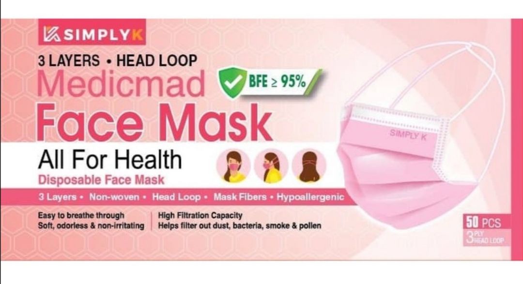Simply K Face Mask Simply-K Headloop (Pink)