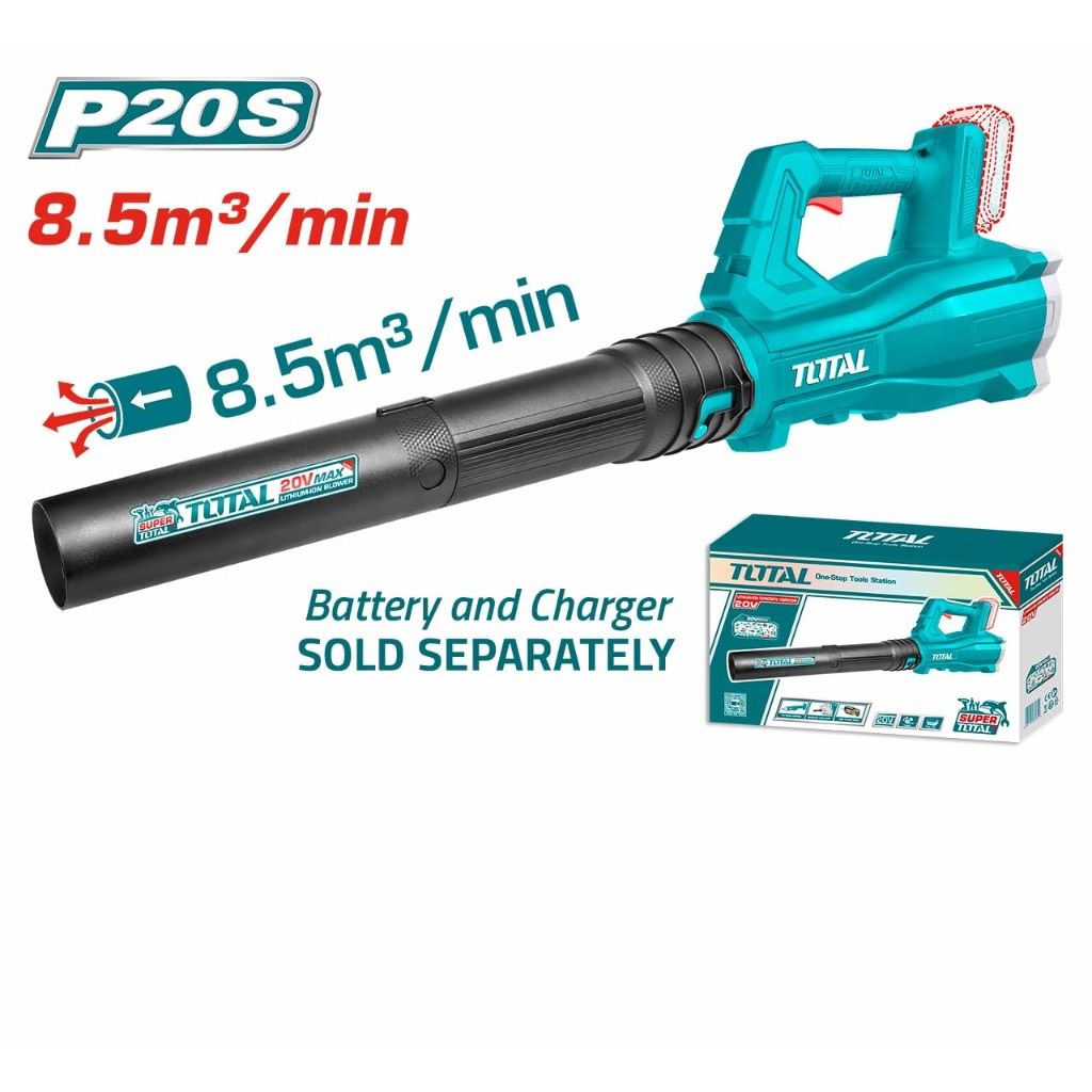 TOTAL LI-ION BLOWER (20V) AVERAGE AIR FLOW 8.5M3/MIN TO CLEAR/BLOW/CLEAN GARDEN & LEAF P20S TABLI20323