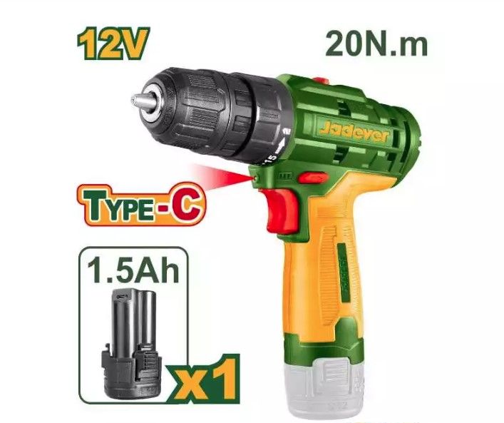 JADEVER CORDLESS DRILL 12V WITH 1PCS 1.5AH BATTERY JDCDS520