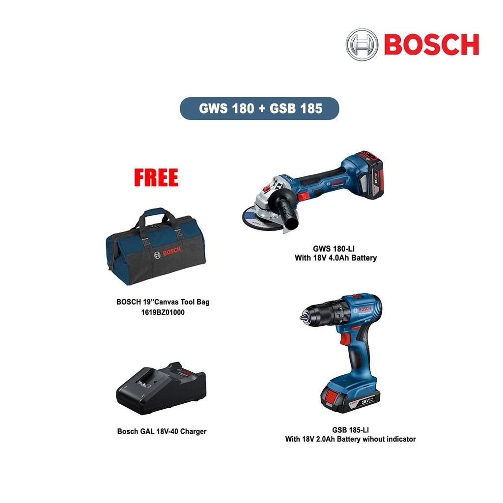 BOSCH 18V Essential Combo GWS180 GSB185