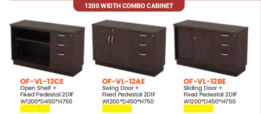 OFIS VISTA SERIES 1200 WIDTH COMBO CABINET - WALNUT