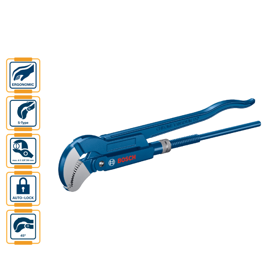 BOSCH SANITARY CORNER PIPE WRENCH 45° 420MM – (1600A02W3T)