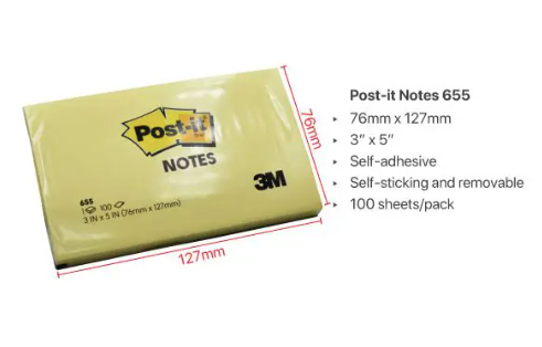 3M POST-IT NOTE YELLOW - 3" X 6"