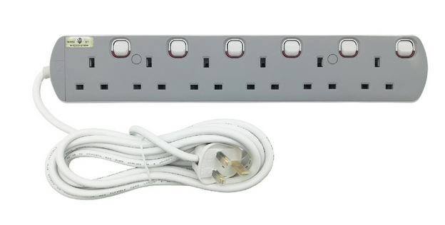 QP POWER EXTENSION PLUG 6 GANG 10 METER