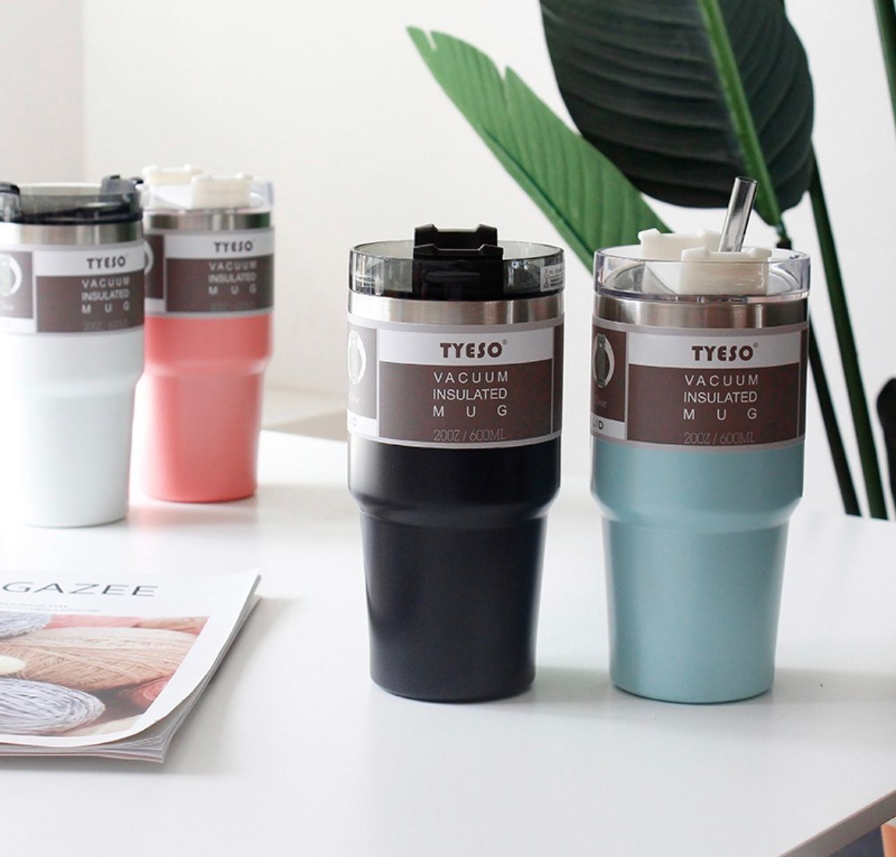 NA Tumbler with straw stainless steel thermos
