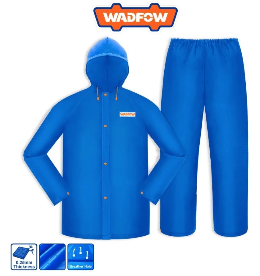 WADFOW RAIN SUIT (L / XL) WATERPROOF, BREATHABLE WITH UNDERARM VENTILATION, ADJUSTABLE HOODIE WRC300L / WRC30XL