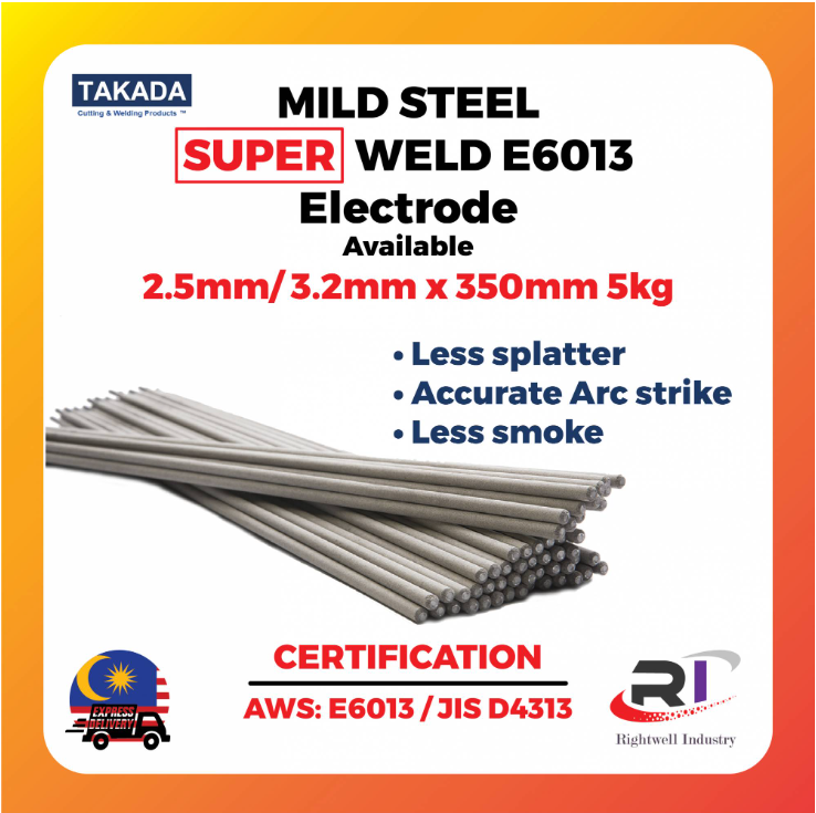 RIGHTWELL TAKADA MILD STEEL SUPERWELD E6013 ELECTRODE (5KG) MMA,SMAW,STICK WELDING
