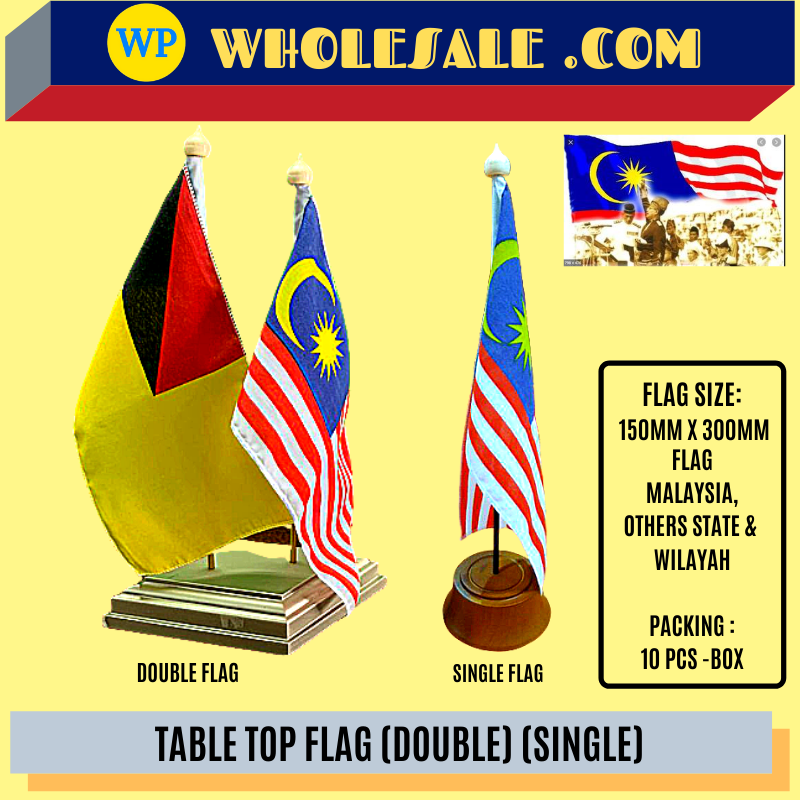 Malaysia & Negeri Sembilan Double Stand Table Flag / Flag / Table Flag / Bendera / Malaysia Flag / Negeri Sembilan Flag / Double Stand Table Flag