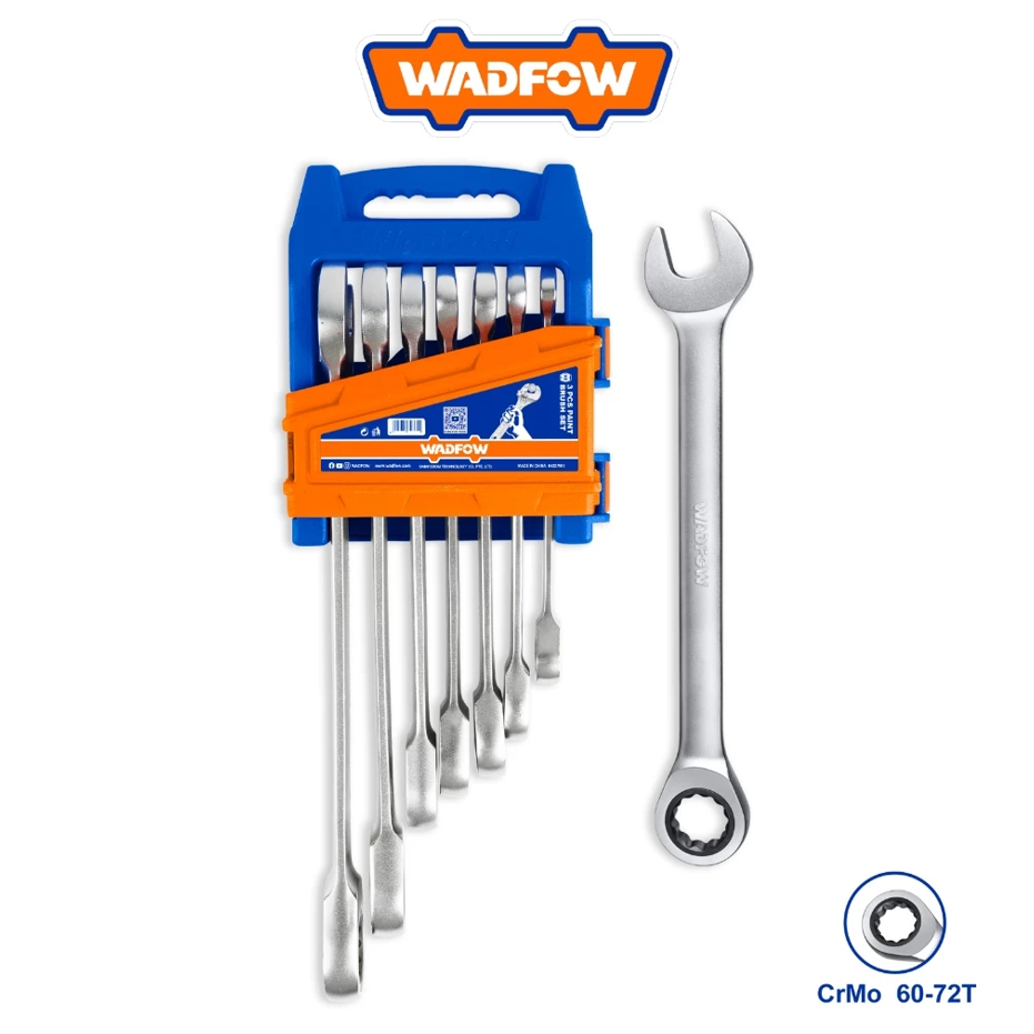WADFOW 7 PCS RATCHET SPANNER SET FINE POLISHED CR-V + CRMO STEEL (WSP4207)