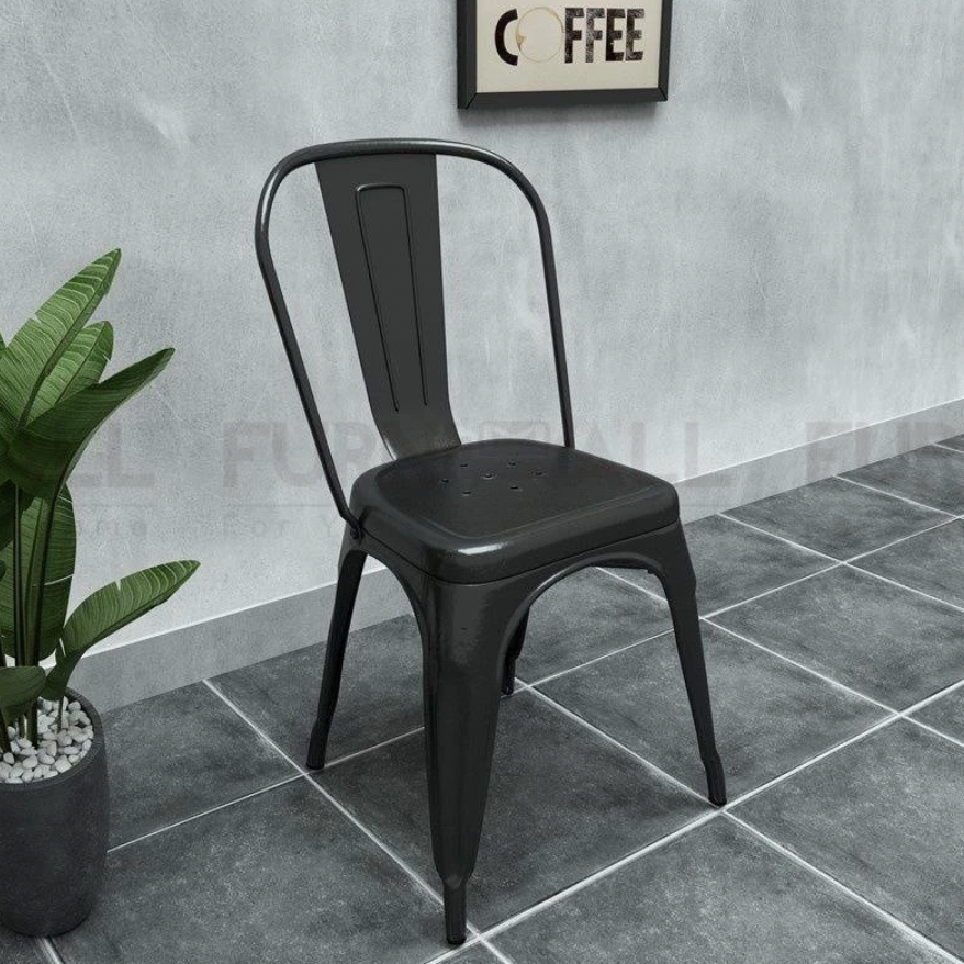 Bar Stool Cafe Chair Kerusi Makan Besi Cafe Metal Dining Chair Steel Chair Industrial Bar Chair - BLACK