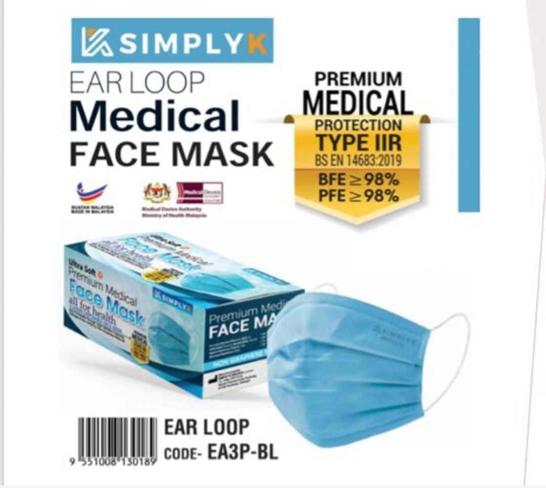 Simplyk Facemask Premium Medical 3ply Earloop SimplyK
