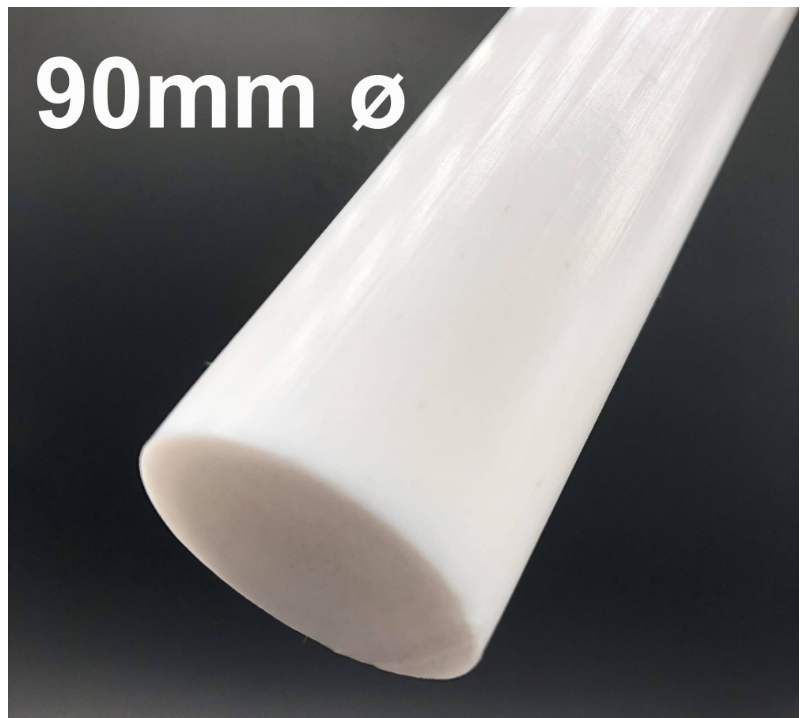 PTFE ROD 90MM DIAMETER WHITE COLOR BUSH ROUND BAR