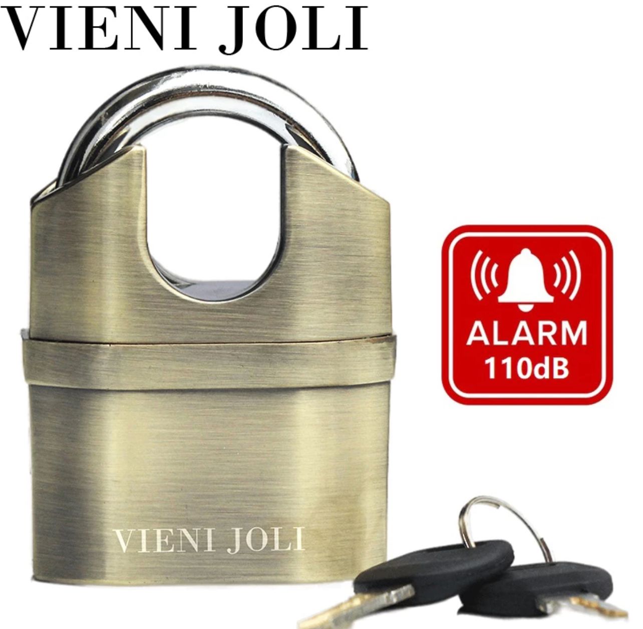 Vieni Joil Vieni Joli 65MM Heavy Duty Professional Alarm Padlock Security System Anti-Theft